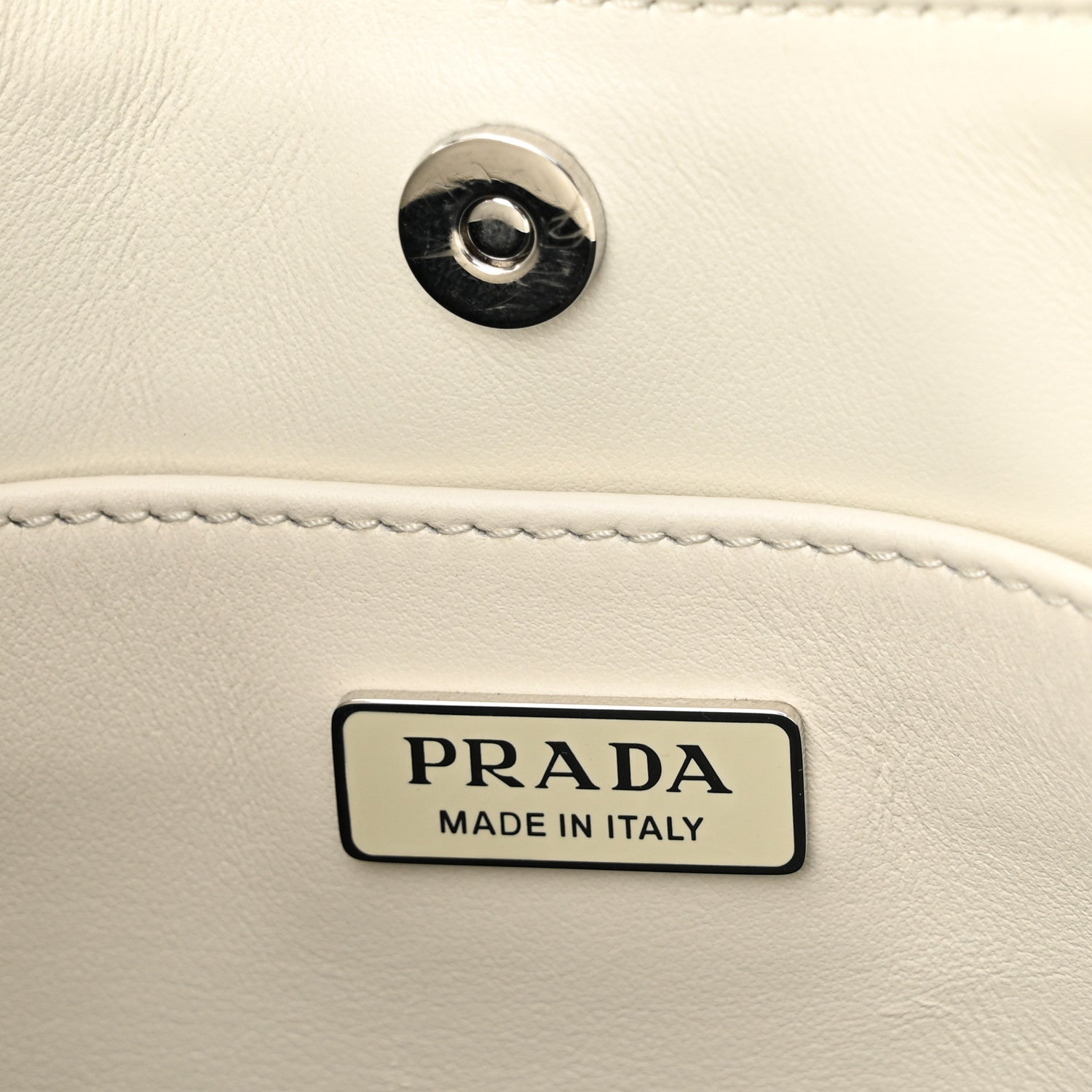 Prada Spazzolato Cleo Shoulder Bag White Black 6 of 9