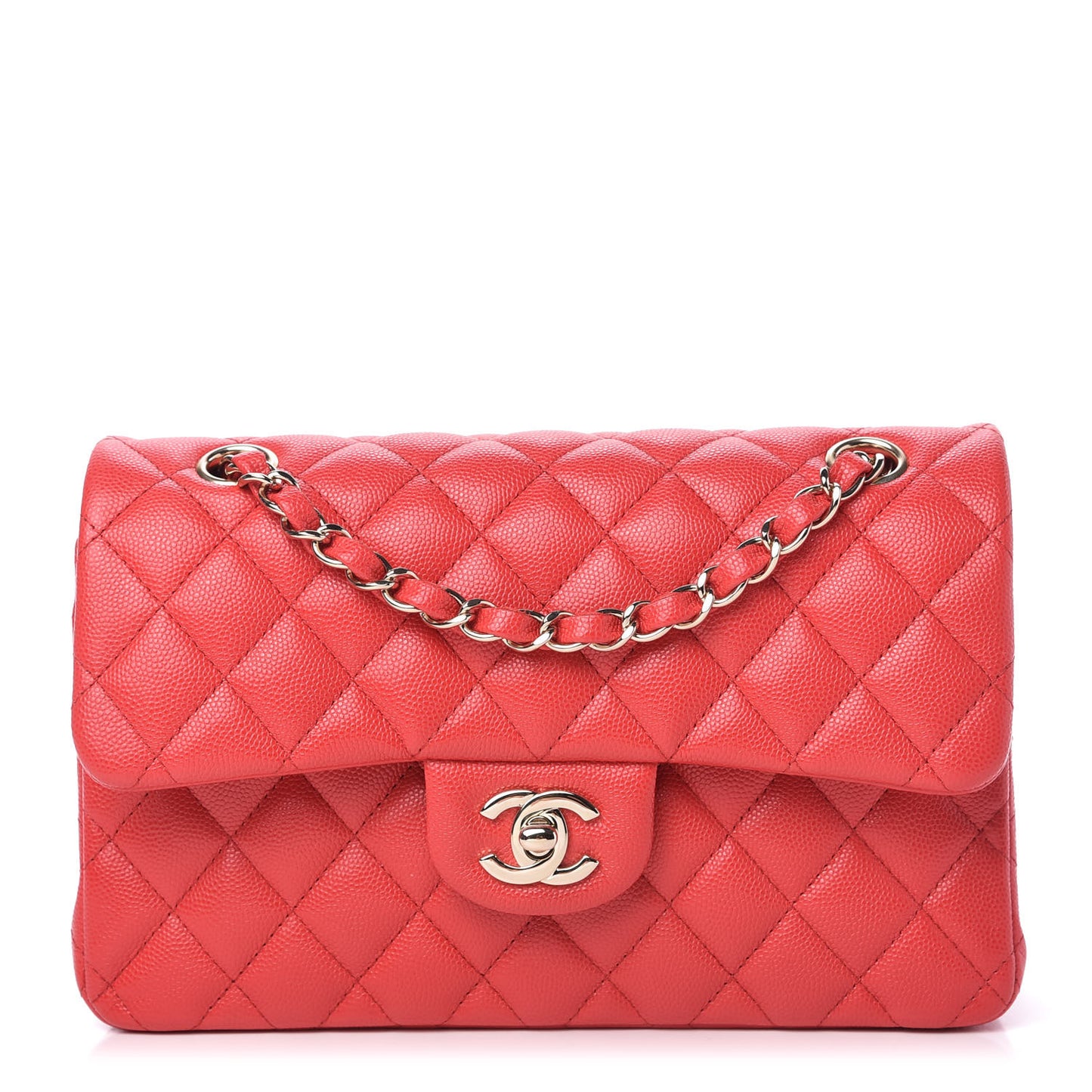 Caviar Quilted Small Double Flap Red