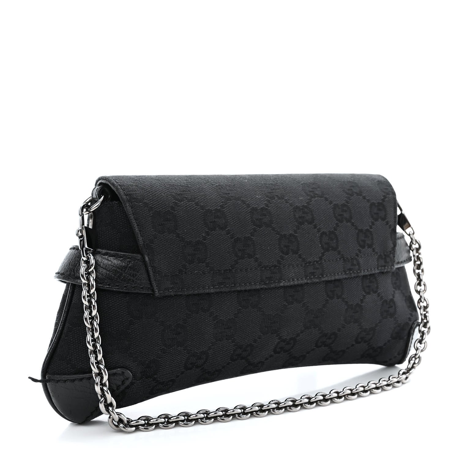 Gucci Monogram Horsebit Chain Clutch Black 3 of 12