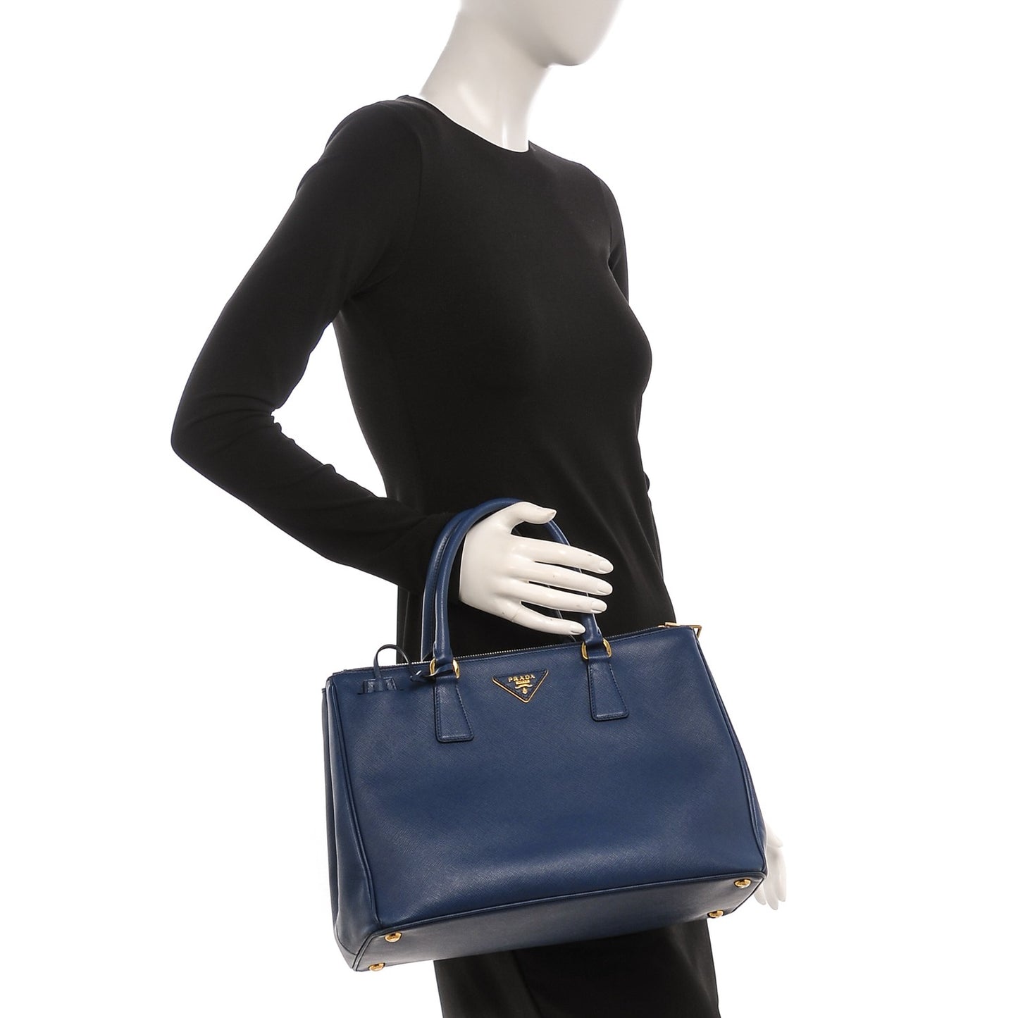 Saffiano Medium Galleria Double Zip Tote Bluette