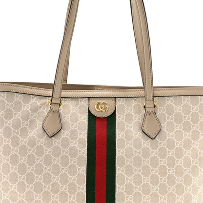 Gucci GG Supreme Monogram Textured Dollar Calfskin Web Medium Ophidia Shopping Tote Beige Mystic White Oatmeal 8 of 10