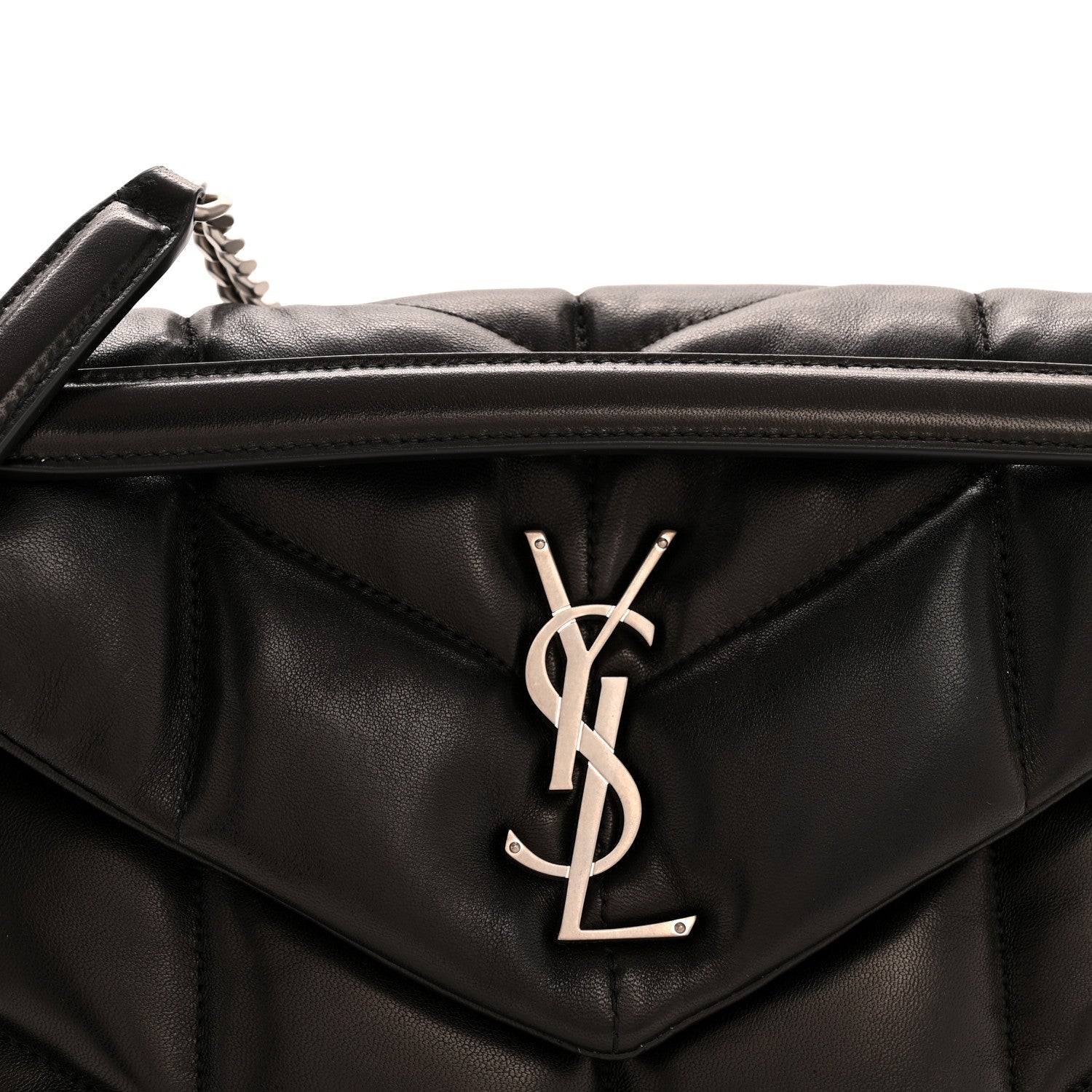 Saint Laurent Lambskin Quilted Small Loulou Puffer Monogram Chain Satchel Black 8 of 11