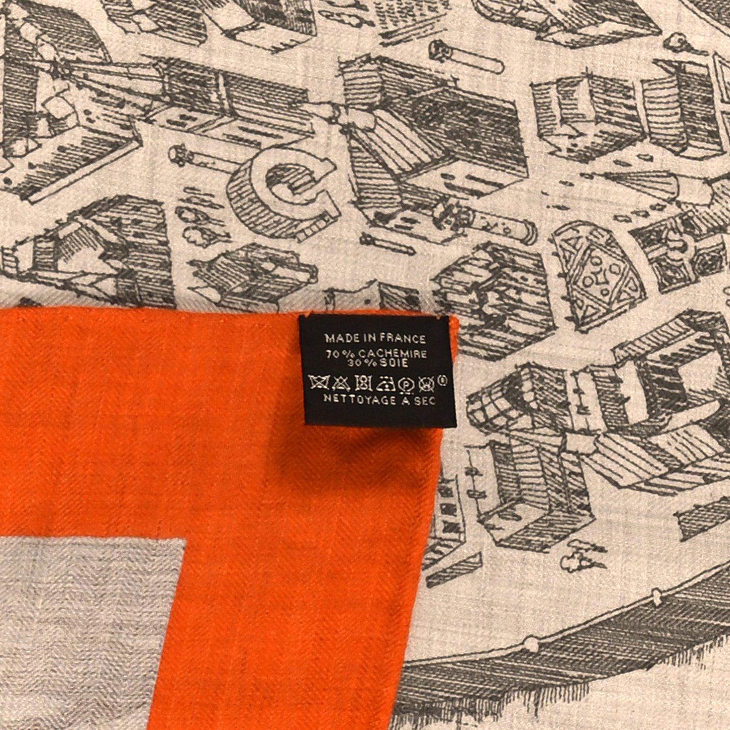 Cashmere Silk La Cite Cavaliere Shawl 140 Orange Naturel Brun