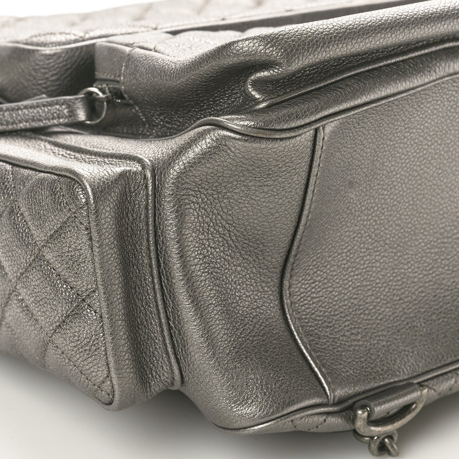Chanel Metallic Grained Calfskin Quilted Large Casual Rock Backpack Charcoal 9 of 10