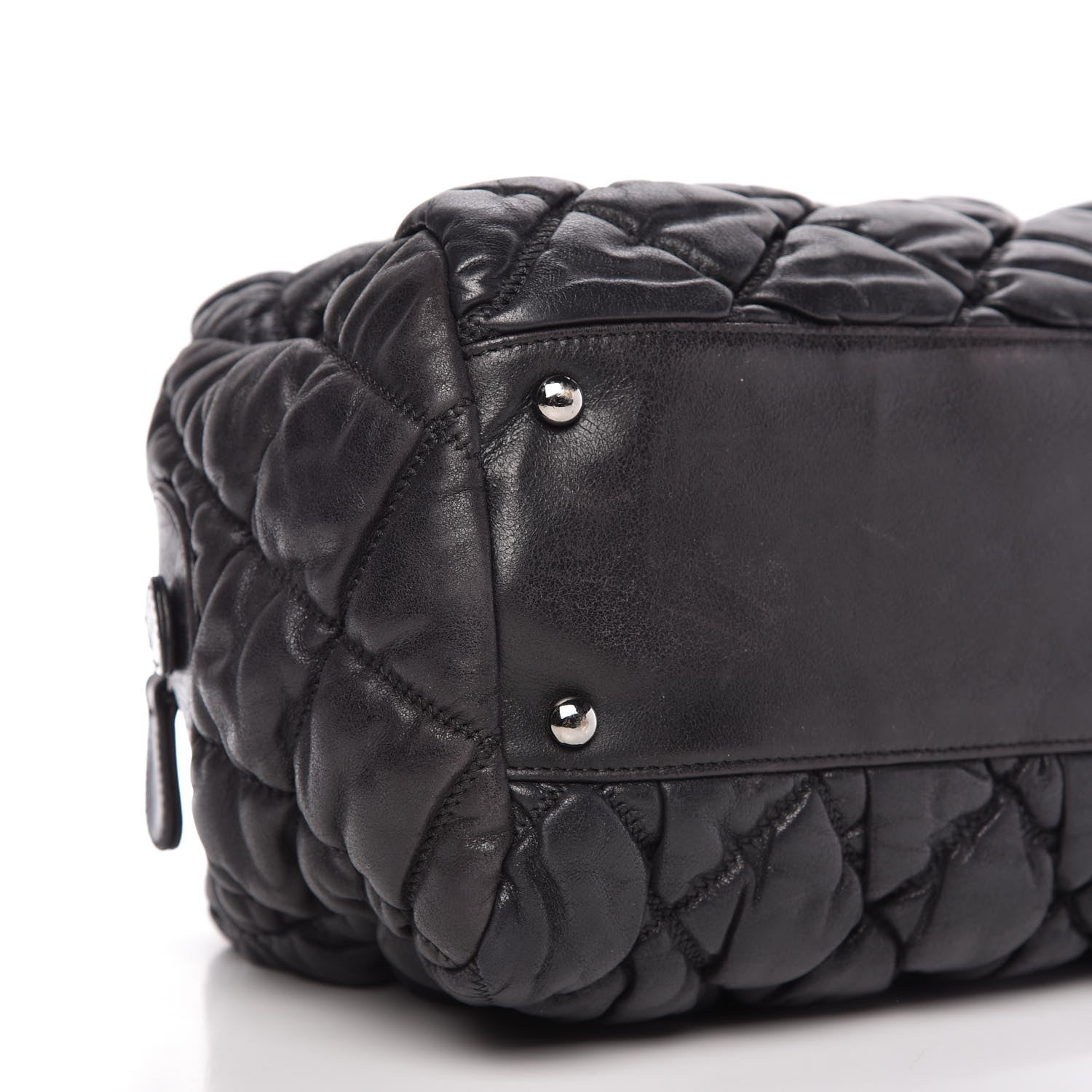 Chanel Calfskin Bubble Quilt Bowler Black 6 of 10