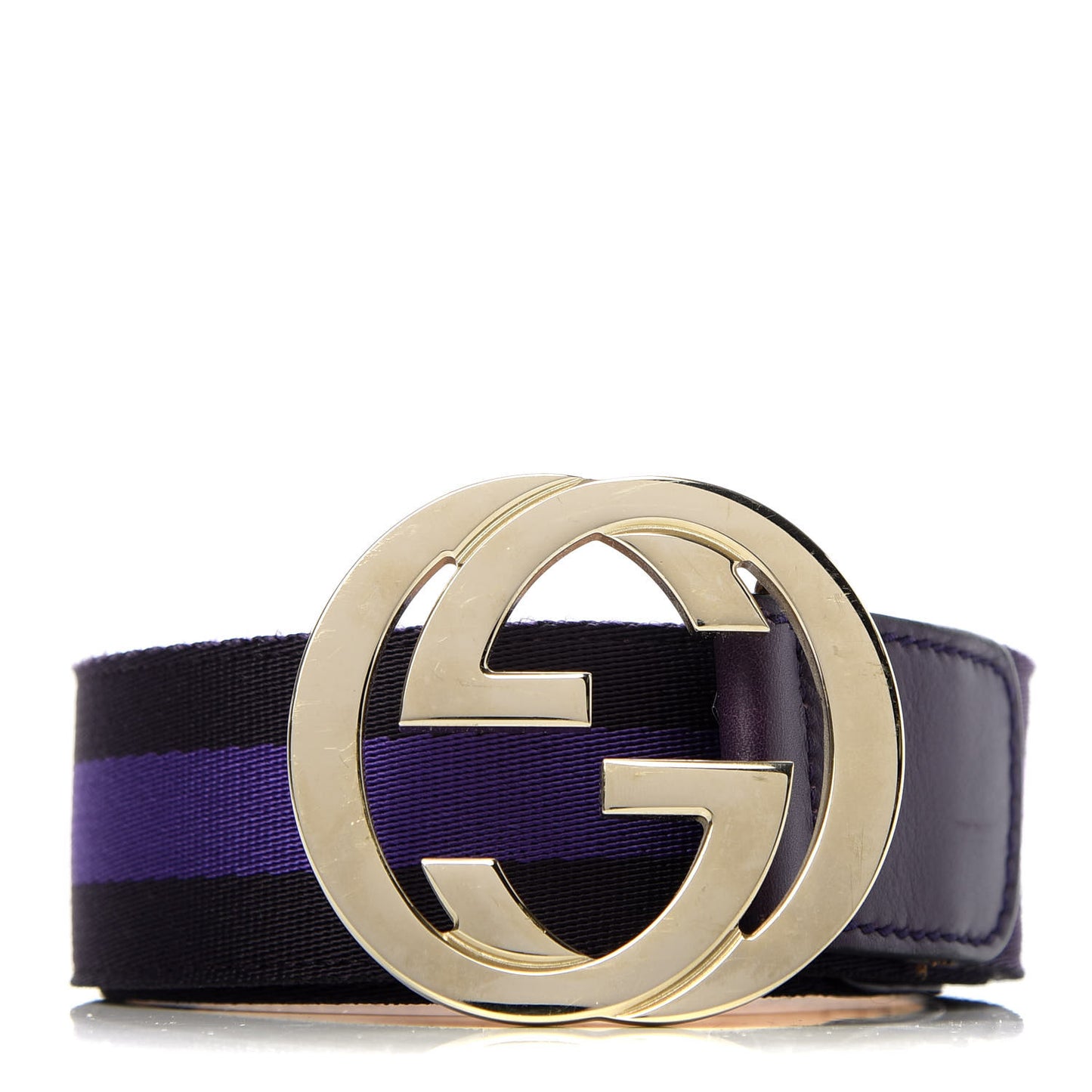 Calfskin Canvas Web Interlocking G Belt 85 34 Purple