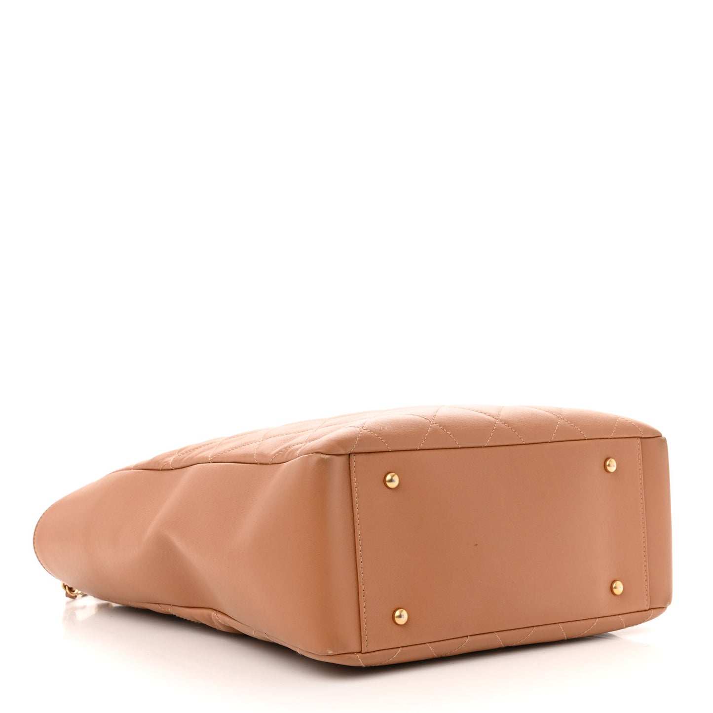 Calfskin Stitched Large Shopping Bag Brown