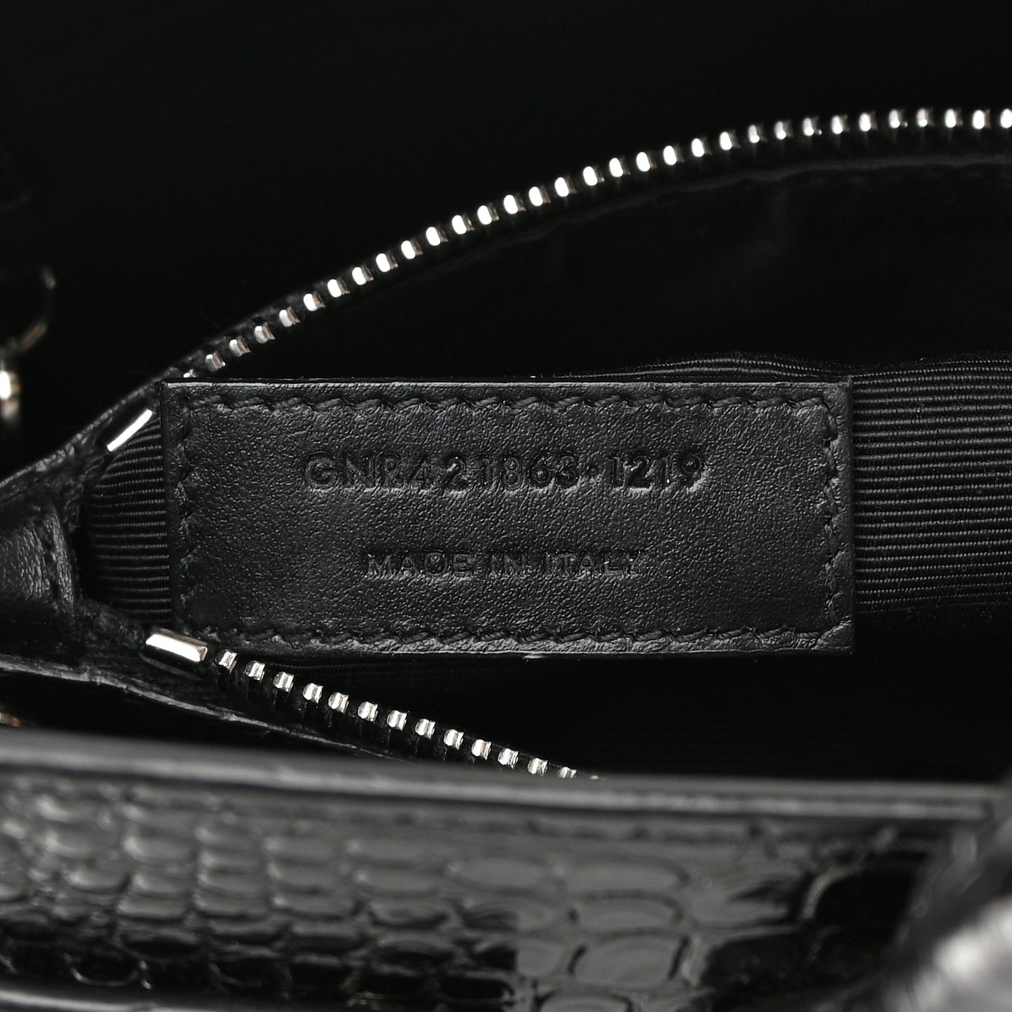 Calfskin Crocodile Embossed Baby Sac De Jour Black