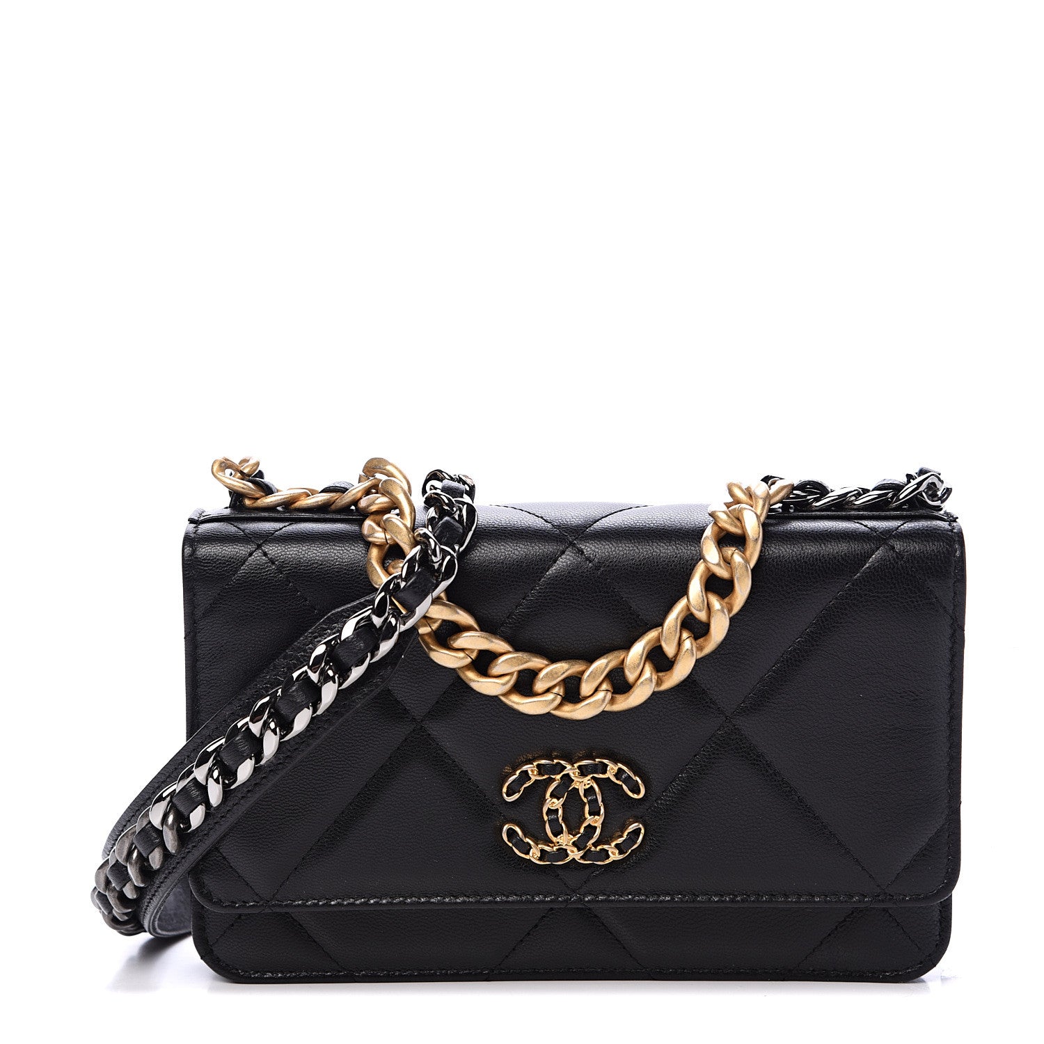 Chanel Quilted 19 Wallet On Chain WOC Black 1 of 12