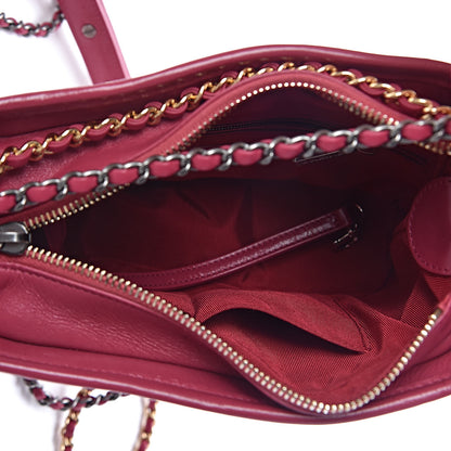 Chanel Aged Calfskin Chevron Quilted Small Gabrielle Hobo Dark Pink 5 of 10