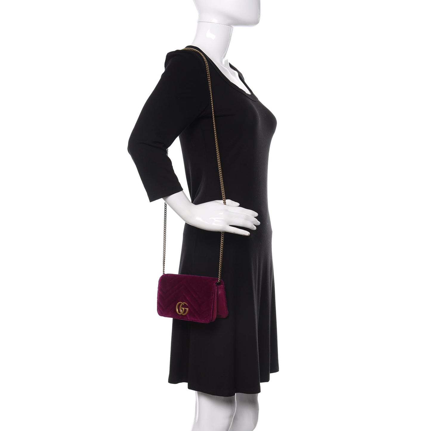 Velvet Matelasse GG Marmont Mini Bag Fuchsia Violet Cyclamen