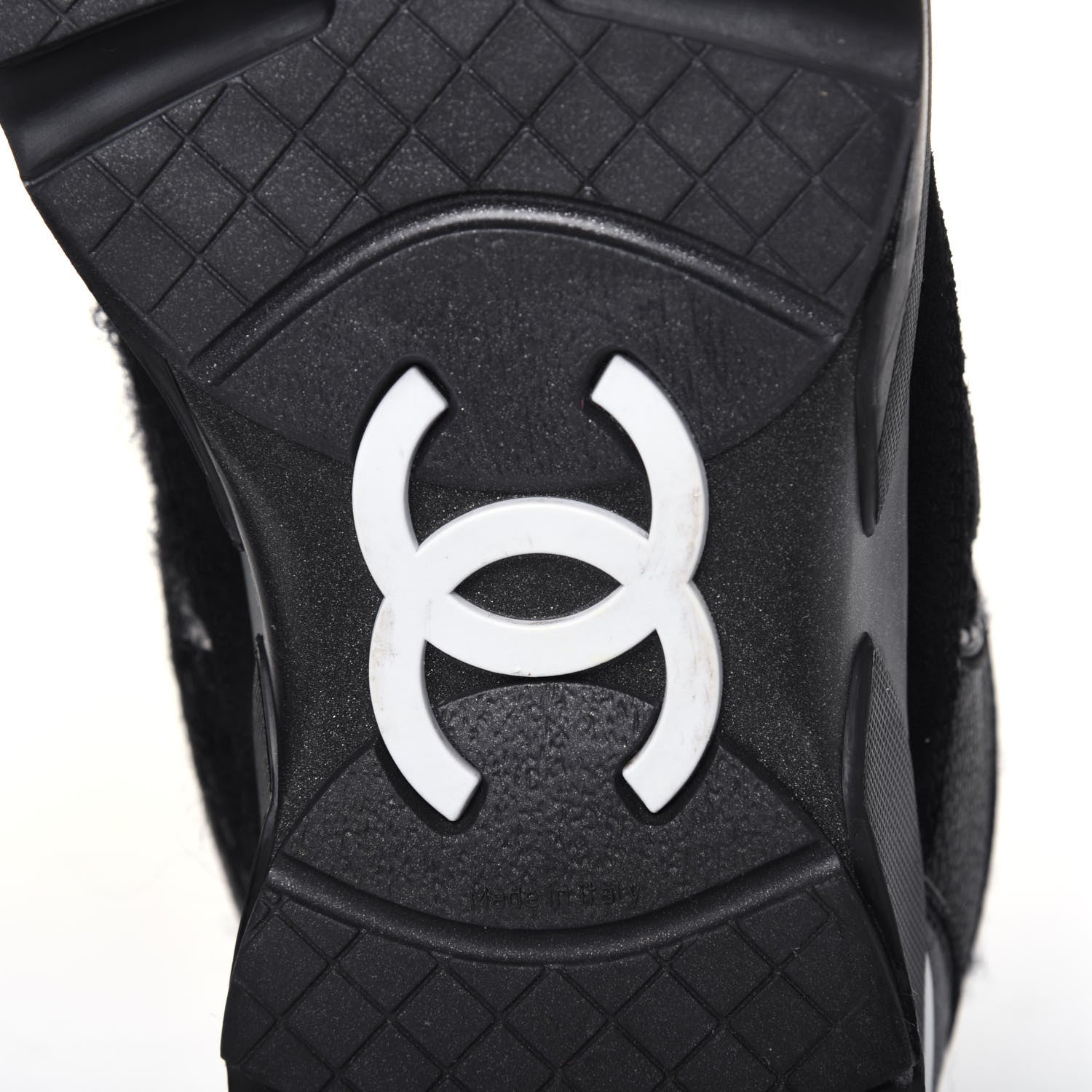 Chanel Tweed Suede Goatskin CC Sneakers 37 Black White 6 of 15