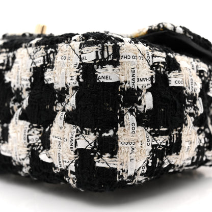 Chanel Tweed Quilted Mini Rectangular Flap Black Ecru White 10 of 11