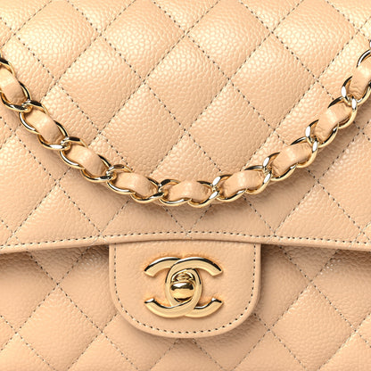 Chanel Caviar Quilted Medium Double Flap Beige 8 of 11