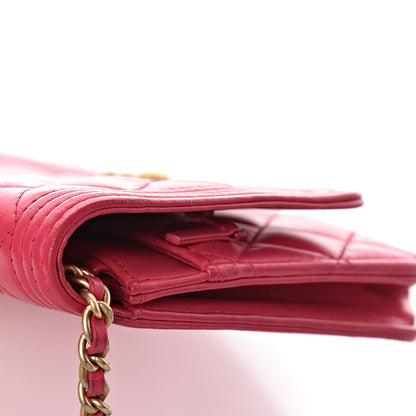 Chanel Lambskin Quilted Boy Wallet On Chain WOC Fuchsia 13 of 20