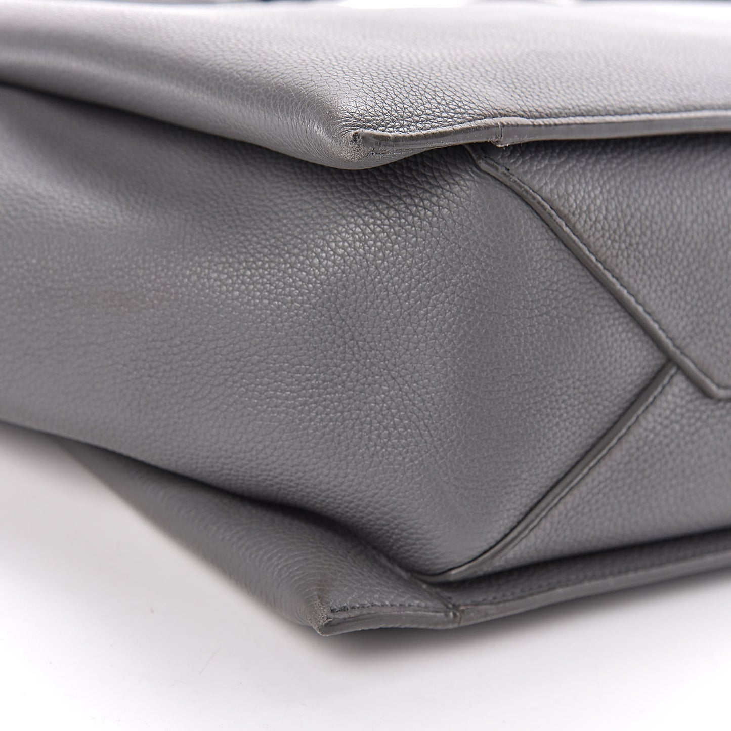 Baby Grained Calfskin Medium Tri-Fold Bag Grey