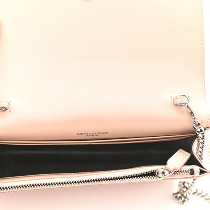 Saint Laurent Calfskin Crocodile Embossed Kate Monogram Tassel Chain Wallet Powder Pink 6 of 10