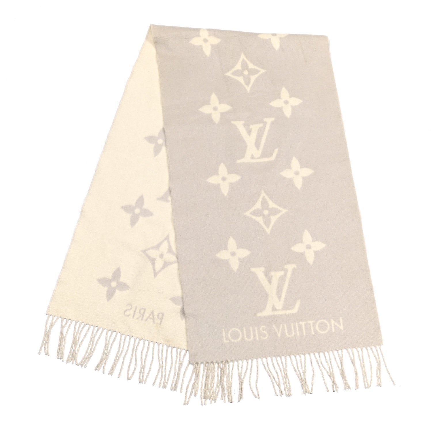 Louis Vuitton Cashmere Monogram Reykjavik Scarf Grey 2 of 4