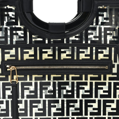 Fendi TPU FF Vitello Century Plexiglass Medium Runaway Shopper Tote Black 7 of 10