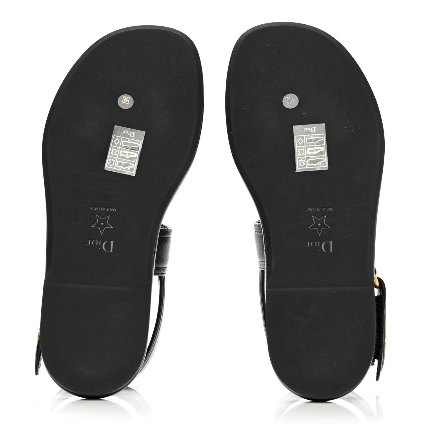 Lambskin Dior Ocean Flat Slingback Sandals 36 Black