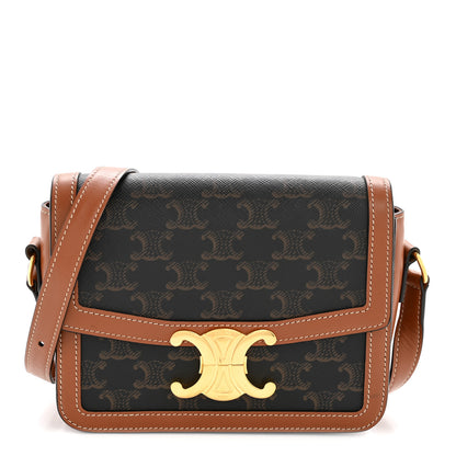 Celine Calfskin Triomphe Canvas Teen Triomphe Bag Tan 1 of 13