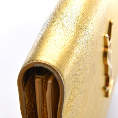 Saint Laurent Metallic Calfskin Monogram Chain Wallet Gold 14 of 22