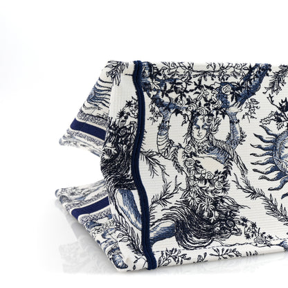 Christian Dior Canvas Embroidered Medium Toile De Jouy Soleil Book Tote Blue 8 of 9