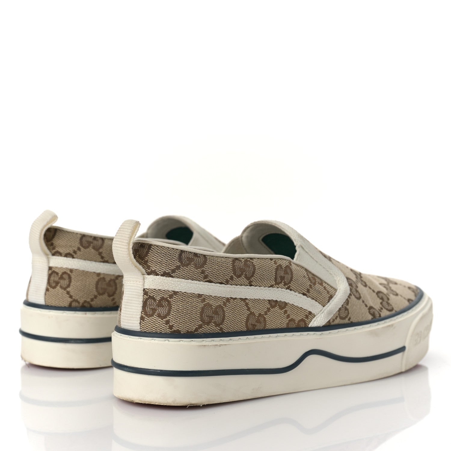 Gucci GG Monogram Womens 1977 Tennis Slip On 30mm Sneakers 37.5 Beige Ebony Mystic White 3 of 9