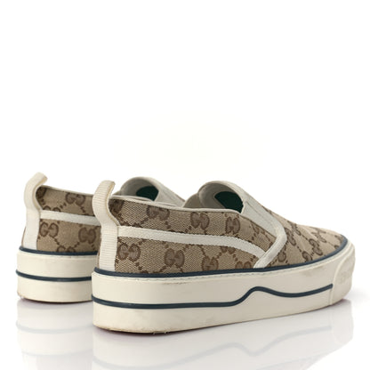 Gucci GG Monogram Womens 1977 Tennis Slip On 30mm Sneakers 37.5 Beige Ebony Mystic White 3 of 9