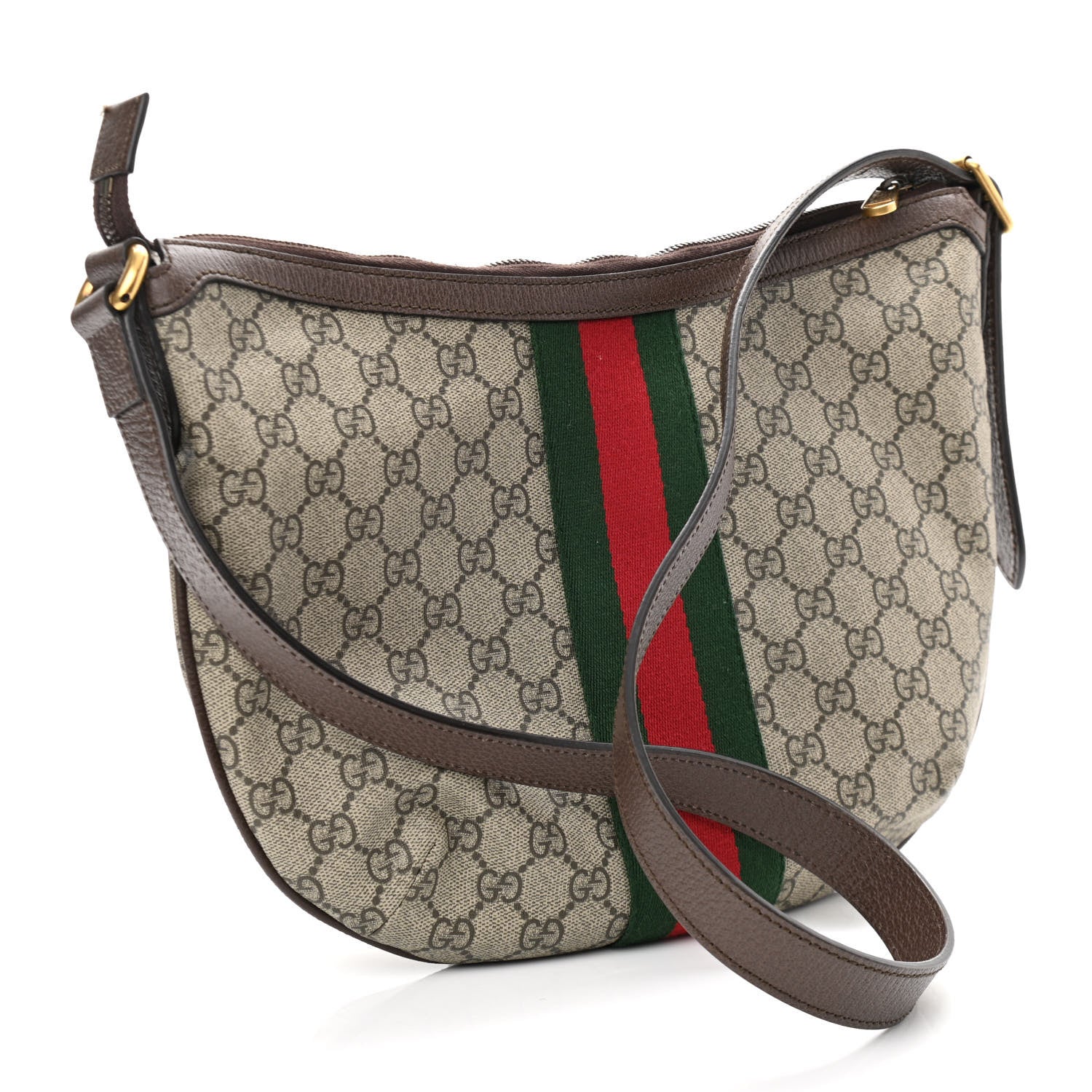 Gucci GG Supreme Monogram Web Small Ophidia Half Moon Hobo Brown 3 of 12
