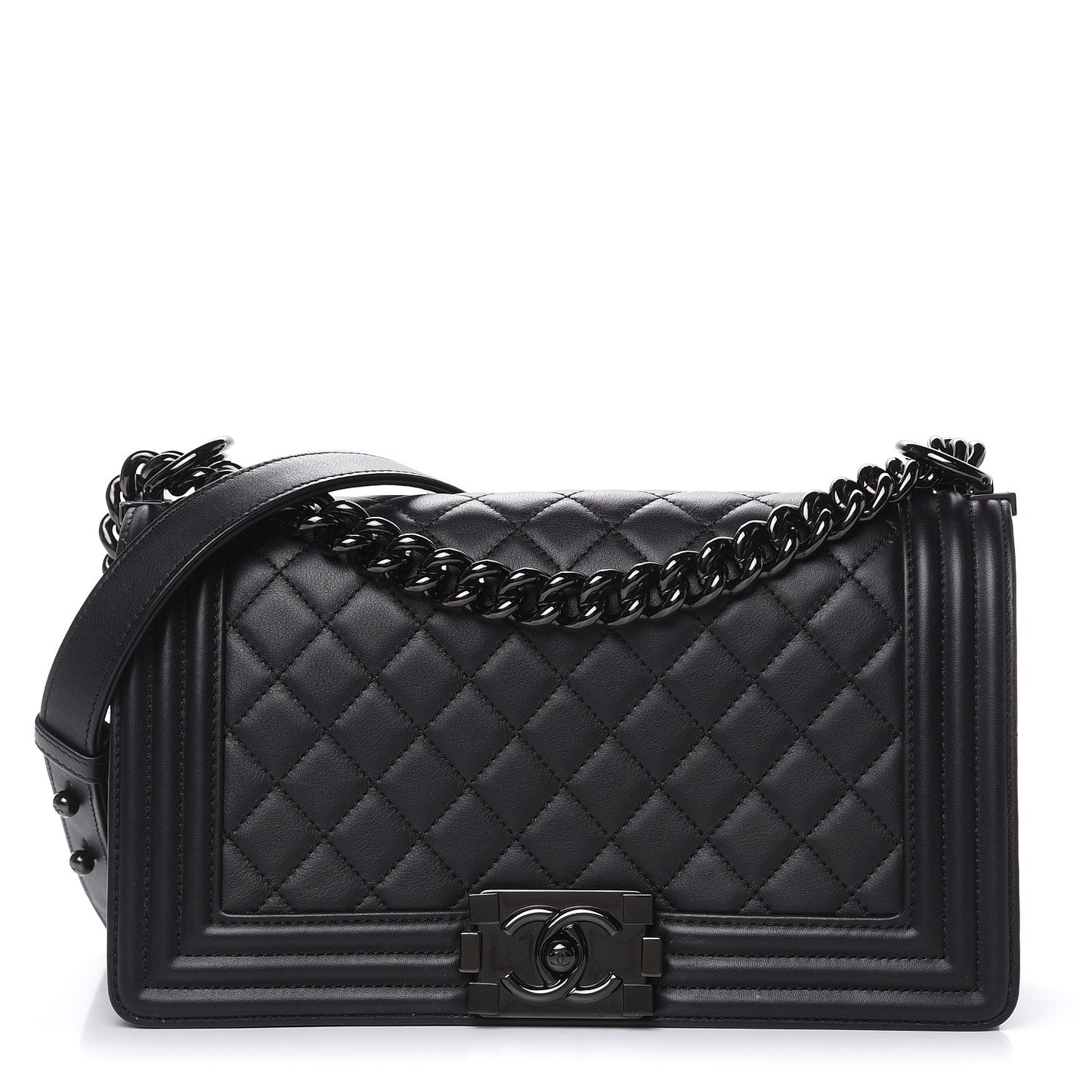 Calfskin Quilted Medium Boy Flap So Black