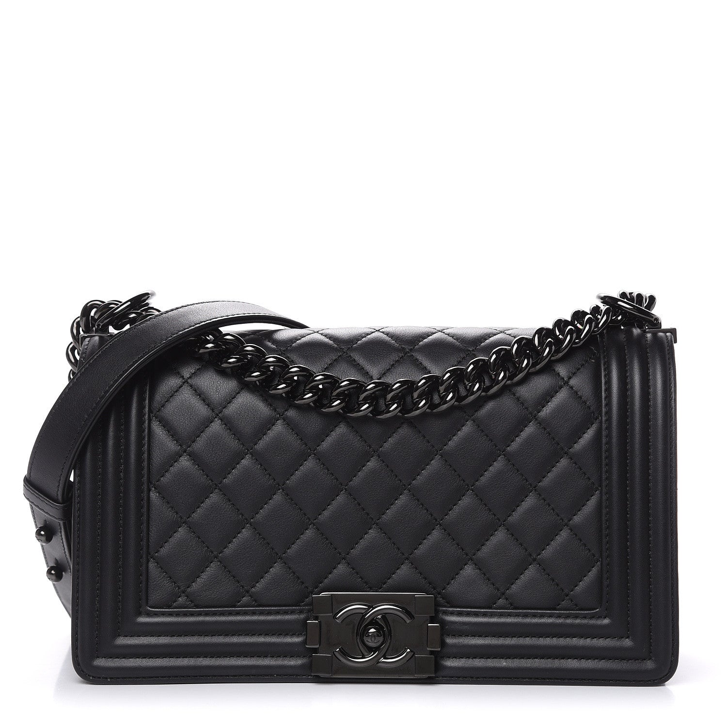 Chanel Calfskin Quilted Medium Boy Flap So Black 1 of 14