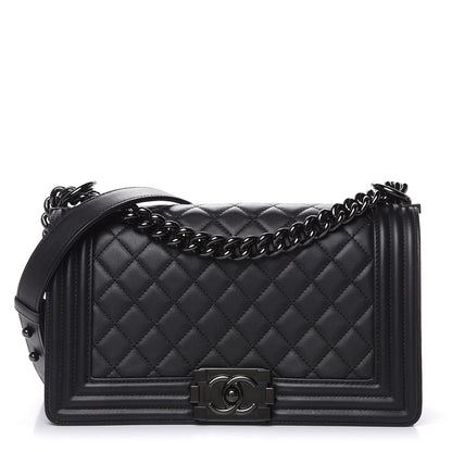 Chanel Calfskin Quilted Medium Boy Flap So Black 1 of 14