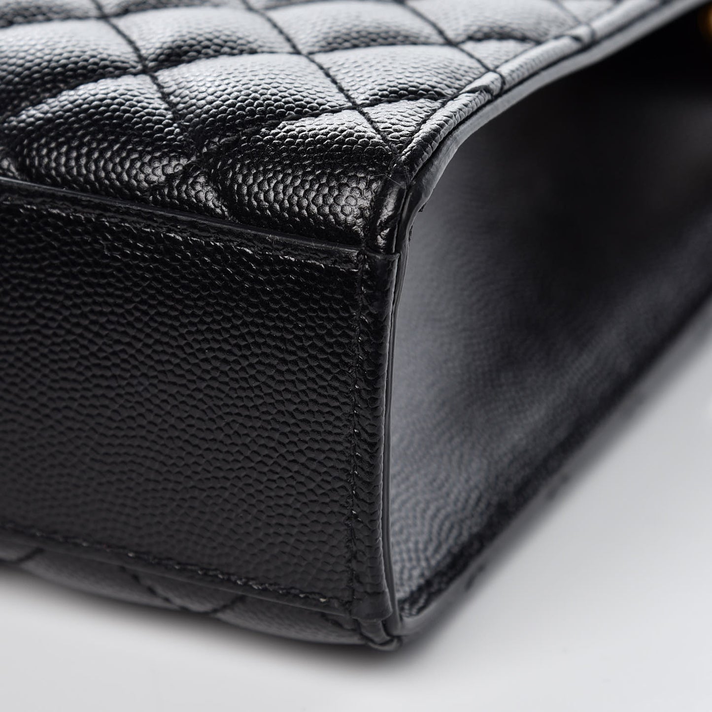 Grain De Poudre Textured Mixed Matelasse Large Triquilt Monogram Satchel Black