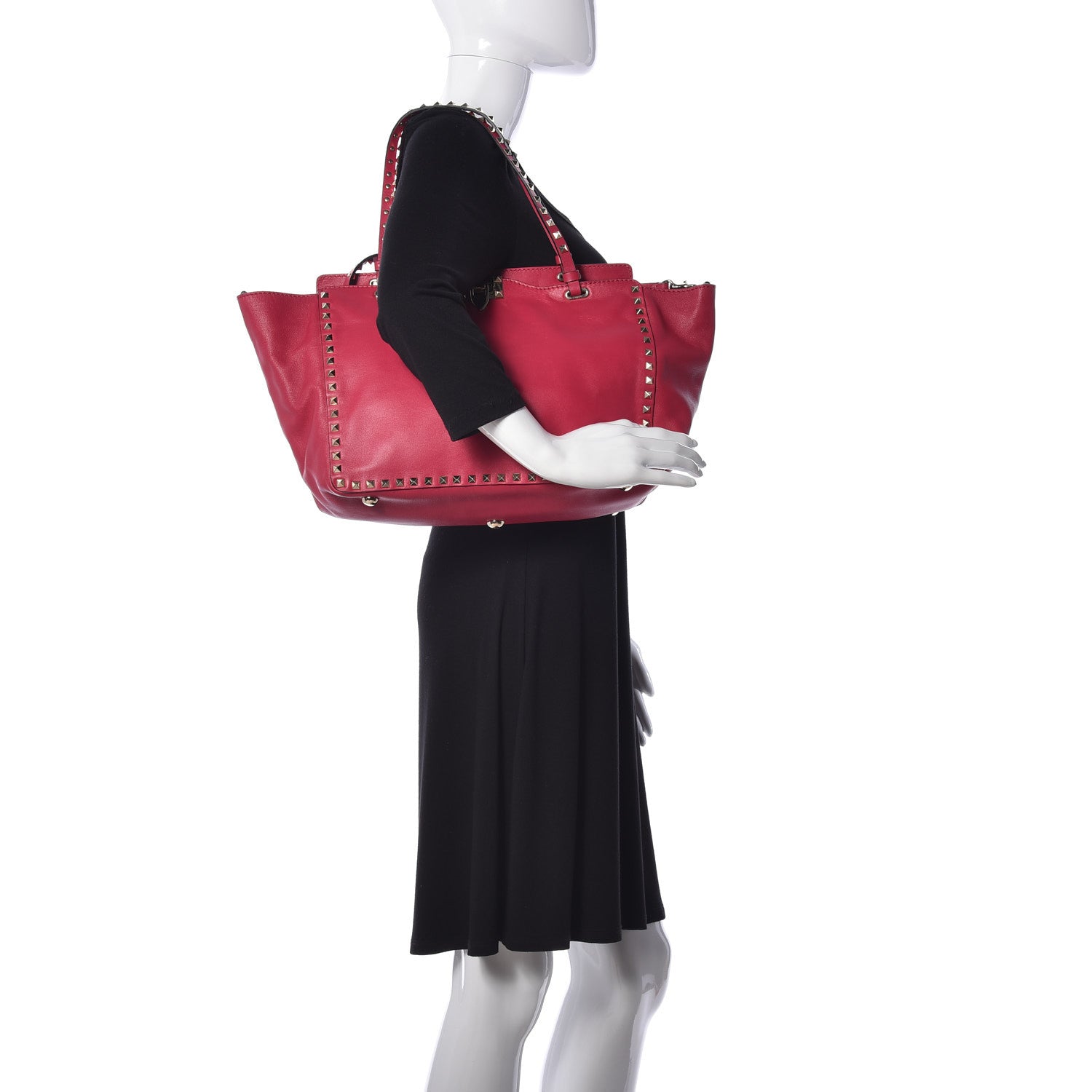 Valentino Garavani Vitello Medium Rockstud Tote Cyclamin 2 of 9