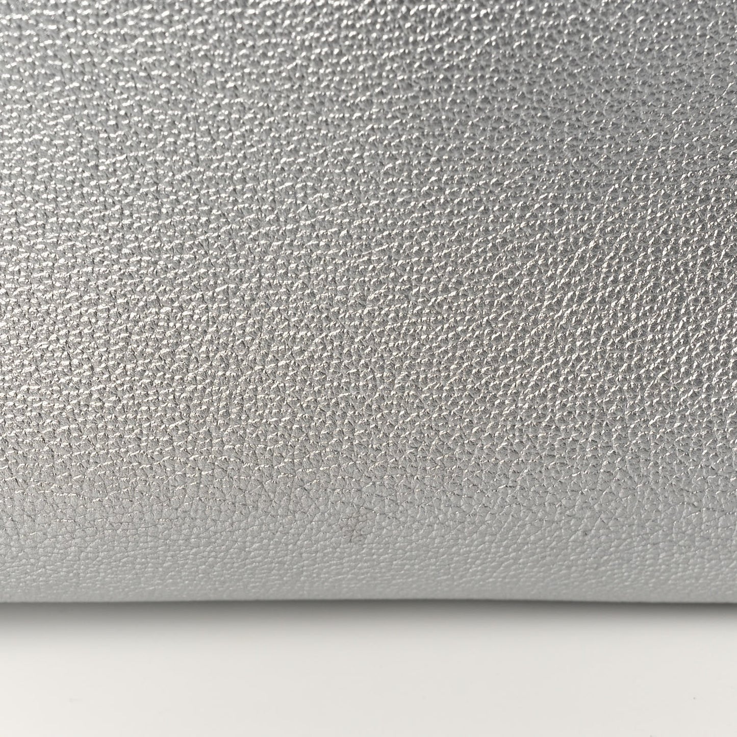 Metallic Supple Grained Calfskin Medium Open Bar Tote Silver