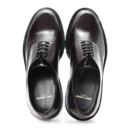Saint Laurent Calfskin Mens Army 20 Derby Shoes 43 Dark Wine 2 of 9