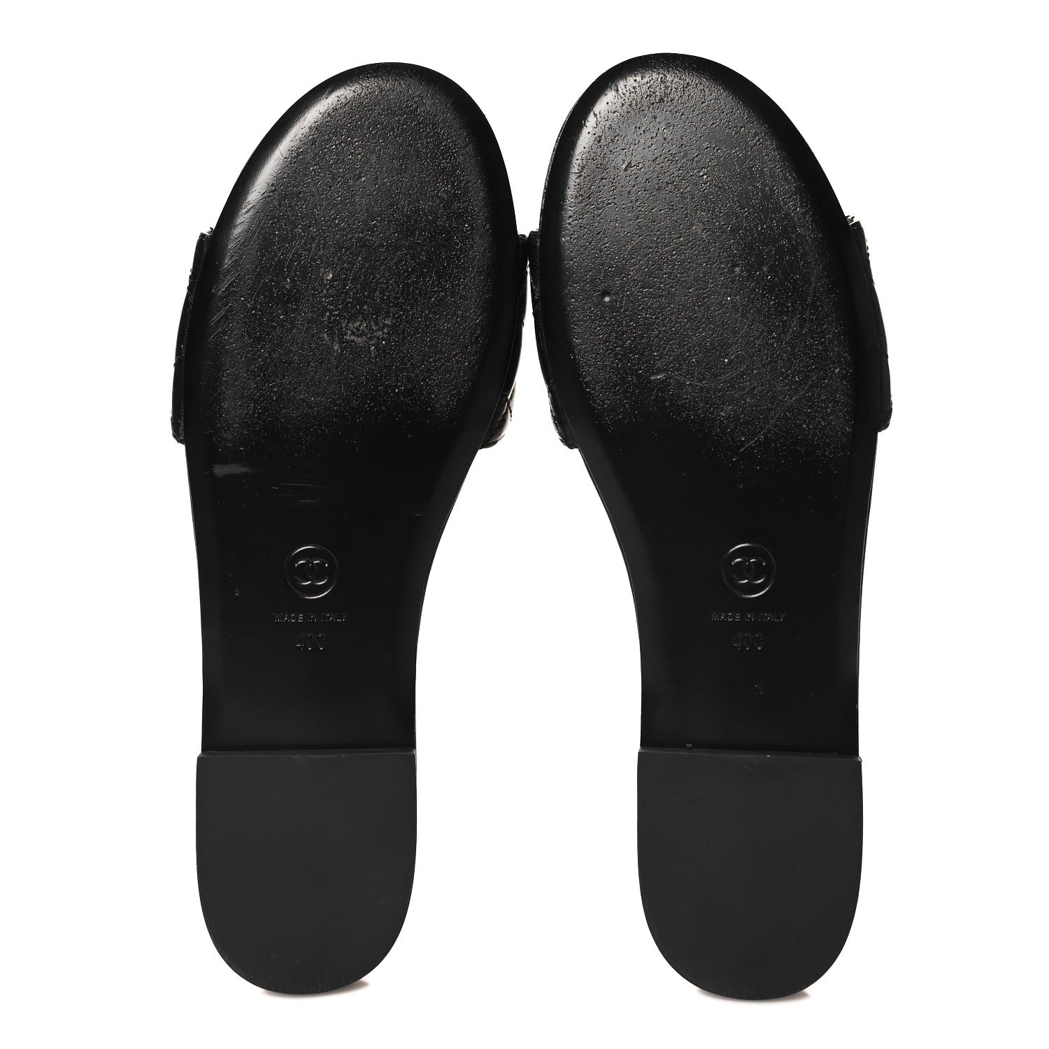 Chanel Shiny Goatskin Quilted CC Mules Sandals 40 Black 6 of 9