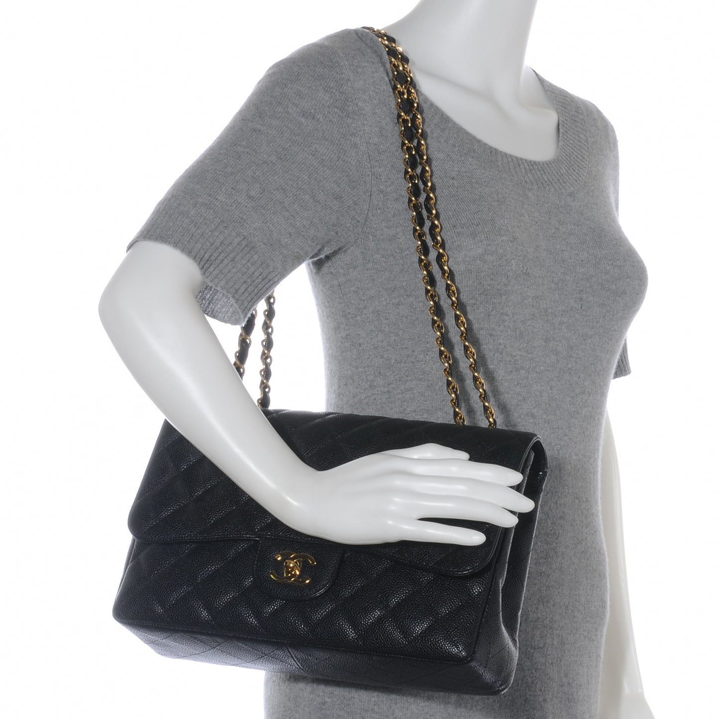 Caviar Jumbo Single Flap Black