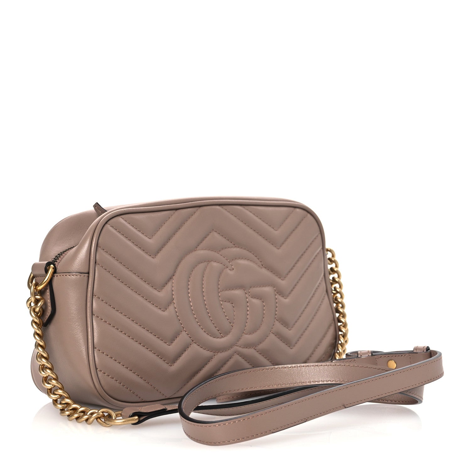 Gucci Calfskin Matelasse Small GG Marmont Chain Shoulder Bag Porcelain Rose 3 of 12