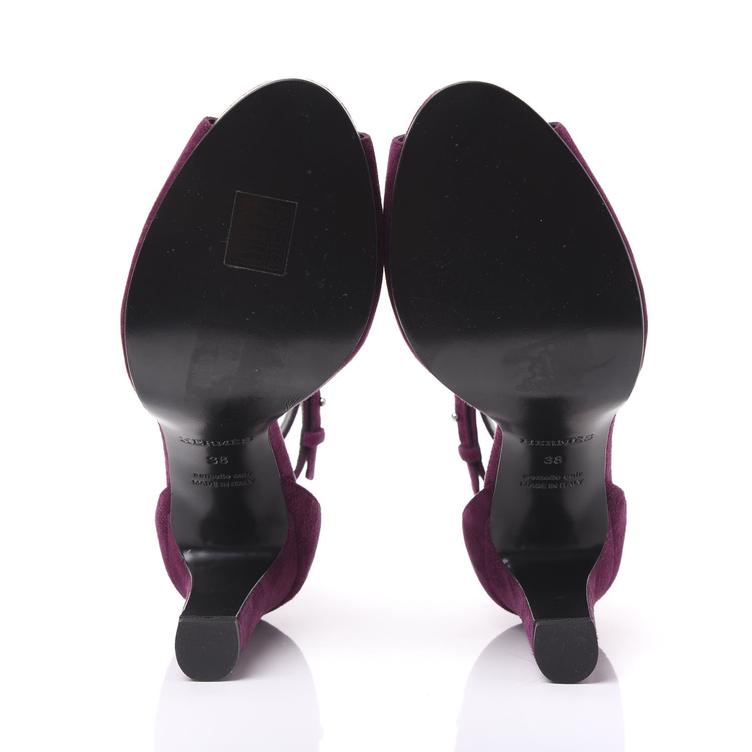 Hermes Suede Goatskin Nina Sandals 38 Lie De Vin 5 of 8