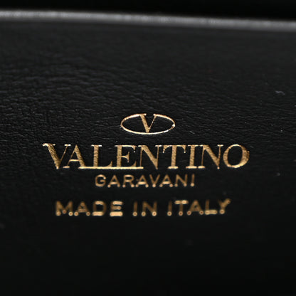 Valentino Garavani Vitello Rockstud Flip Lock Wallet On Chain Black 7 of 10