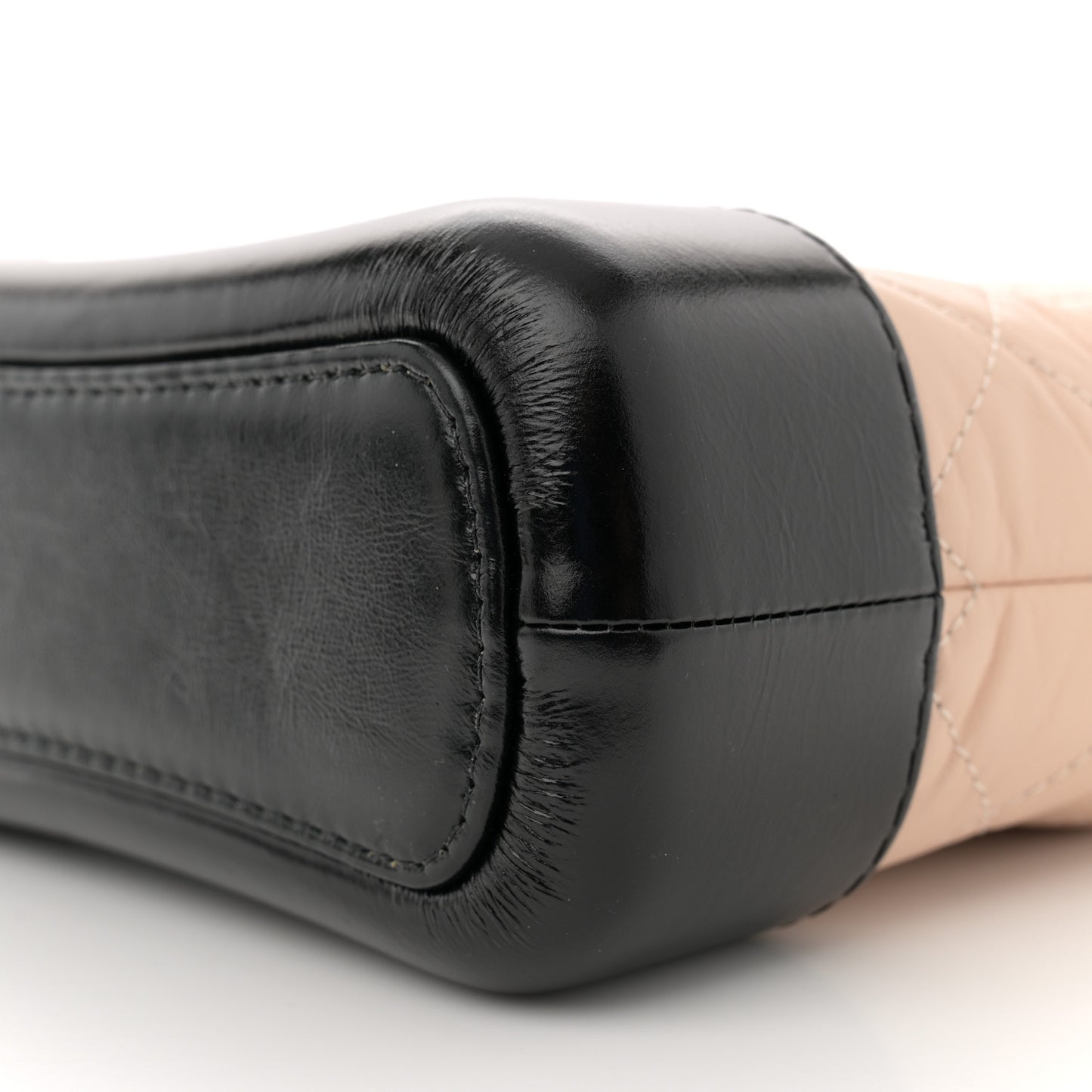 Aged Calfskin Quilted Small Gabrielle Hobo Beige Black