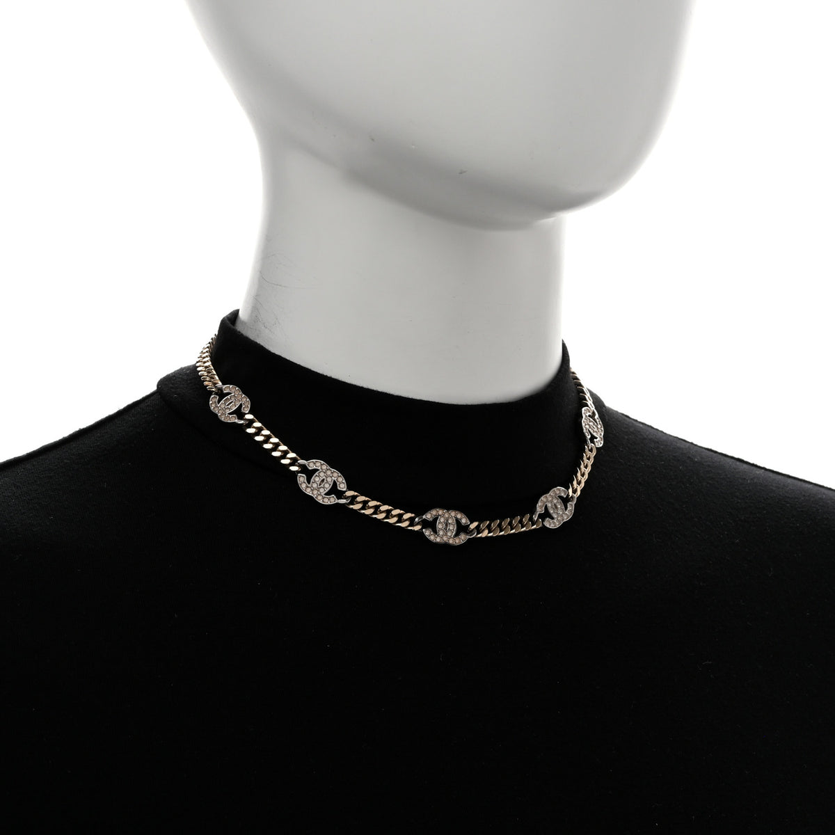 Crystal Chain CC Necklace Gold Silver