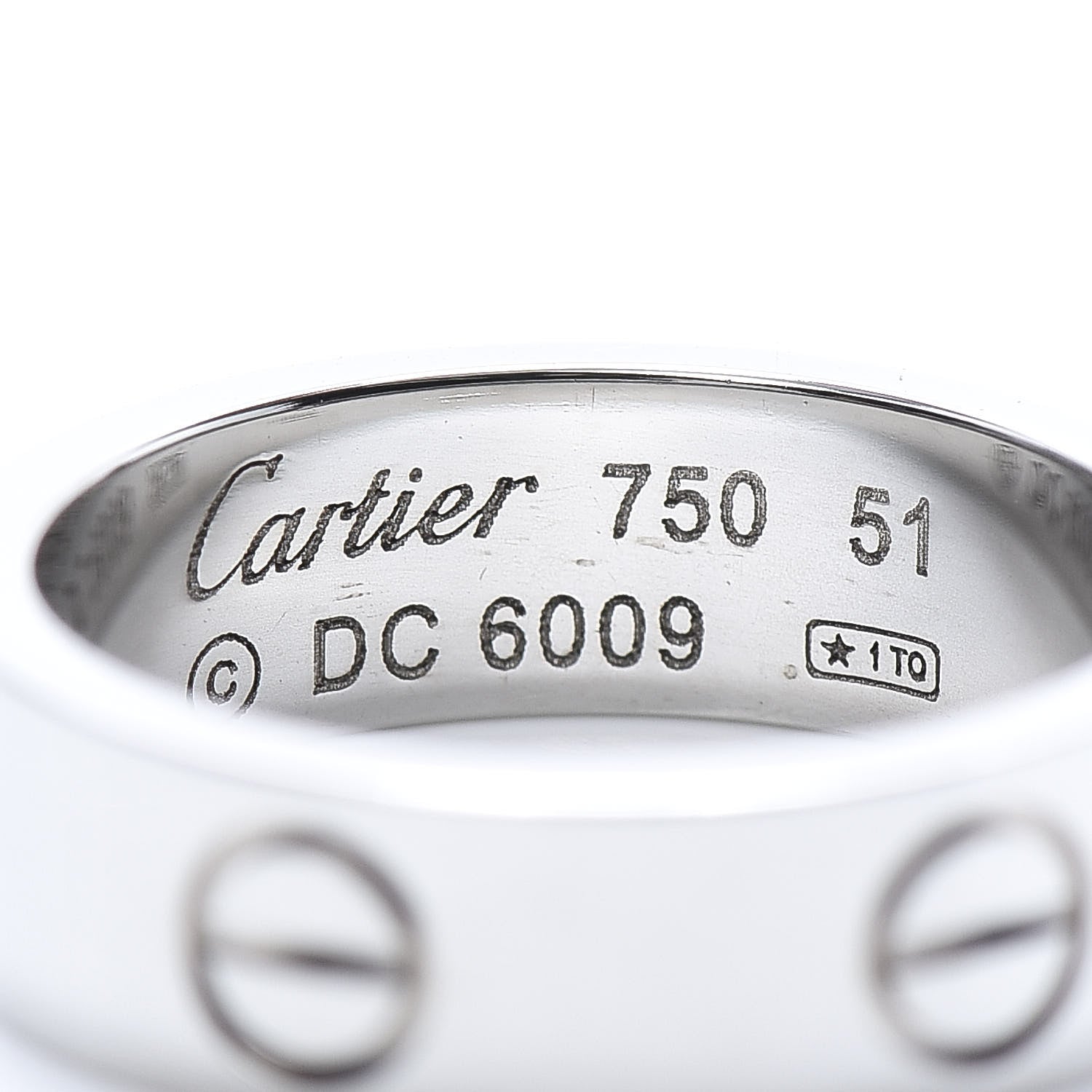 Cartier 18K White Gold 5.5mm LOVE Ring 51 5.75 4 of 4
