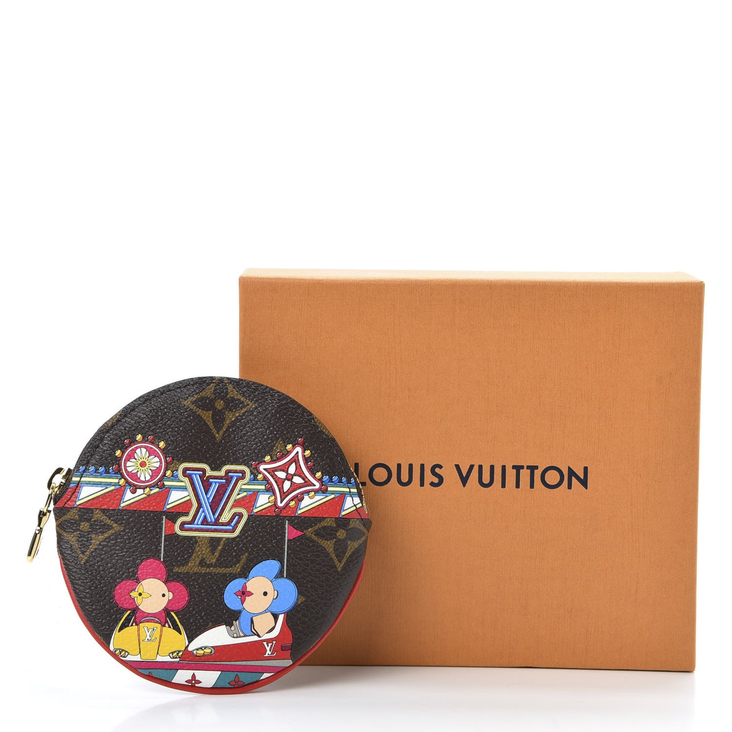 Monogram 2020 Christmas Animation Bumper Cars Round Coin Purse Coquelicot
