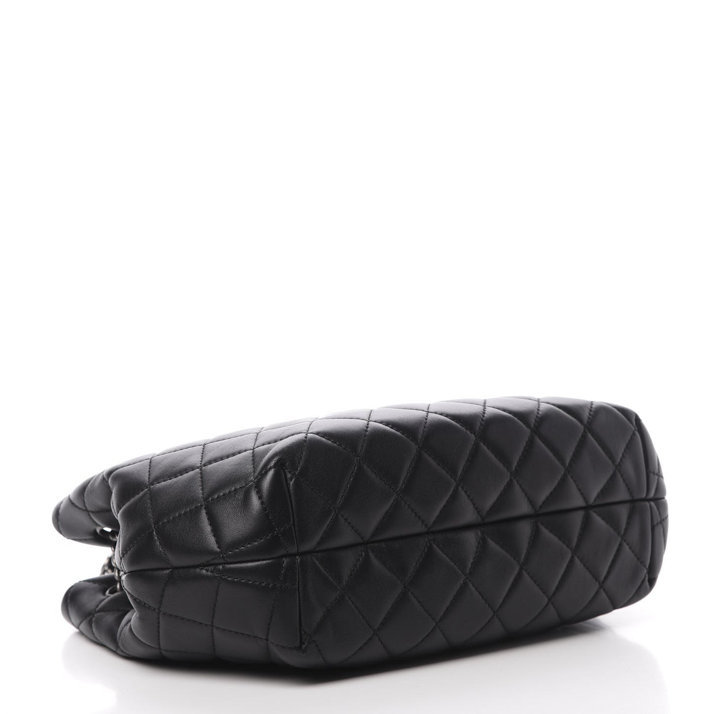 Lambskin Quilted Accordion Tote Black