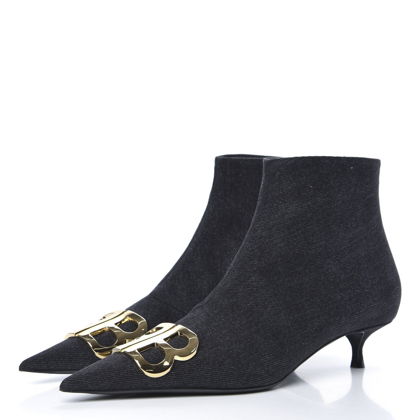 Denim BB Pointy Toe Ankle Booties 38 Black Vintage
