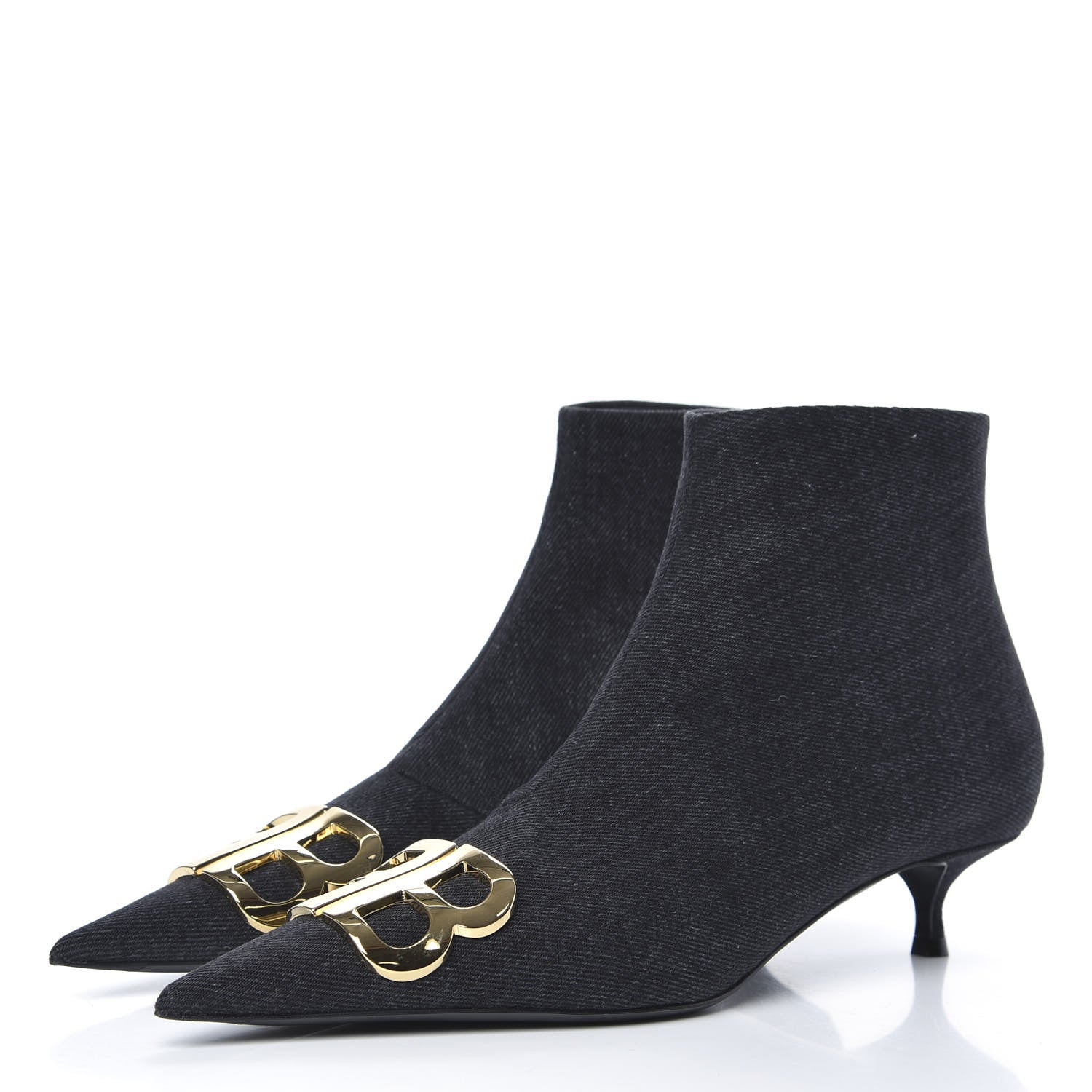 Balenciaga Denim BB Pointy Toe Ankle Booties 38 Black Vintage 3 of 8