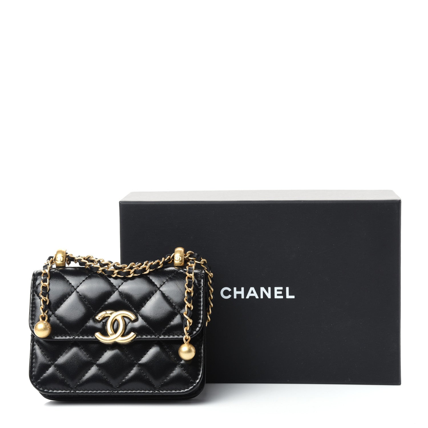 Chanel Calfskin Quilted Perfect Fit Coin Purse With Chain Black 11 of 11